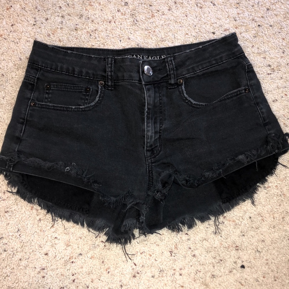 Hi rise festival black denim shorts